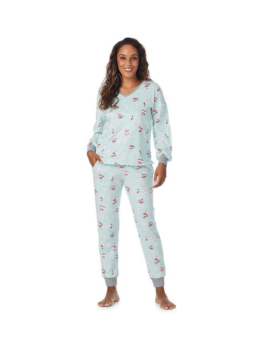 Cuddl Duds Chrystal Fleece Pajama Jogger Set, skiing dogs, XXL, NWT